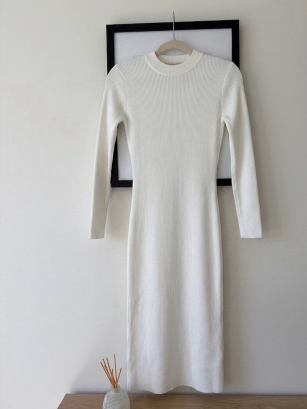 Beige Backless Ribbed Midi Dress